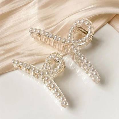 Rubela 1 Pcs Large Pearl Hair Claw Clips White Hair Clips Thick Long Hair Jaw Clips Hair Pin