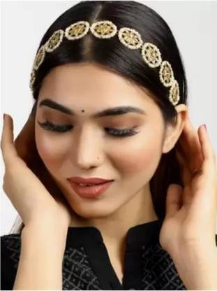 BRIJBAZAAR Fancy rounded bridal tira Hair Chain