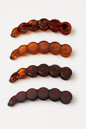 TressAura Luxe Tortoise Shell Banana Clip Set (Pack of 4) Banana Clip