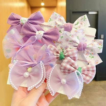 SYGA 10 Pcs Floral & Lace Bow Hair Tie Rope Set for Girls & Women - Sweet Princess Rubber Band