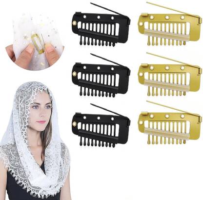 Nyamah sales 3+3pcs Wig Clip with Safety Pins|10-Teeth Hair Extension Hair Clip