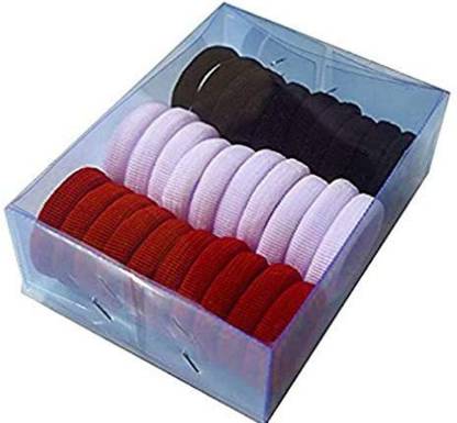 Good World Creation GWC Red,Black & White Elastic Rubber Band for Ladies Rubber Band (Pack of 30) Rubber Band