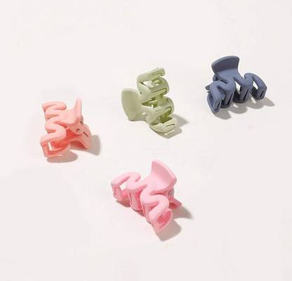 Sparkling Dazzle 4 Pcs Mini Matte Wave Design hair clutcher for girls cute Strong Hair Claw Hair Clip