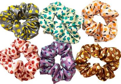 DEEGLO High Quality Digital Printed, Glossy, Soft Satin Scrunchies Rubber Band