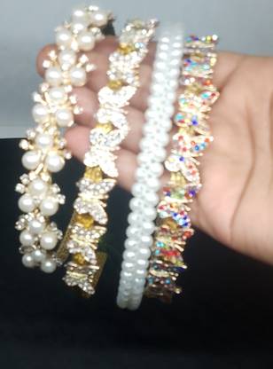 Golden Lion 04 Pcs beaded hair bands for girls and women Hair Band  (Multicolor)