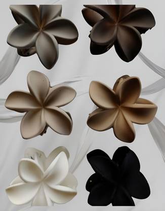 Elecsera 6 Pcs Elegant Hawaiian Flower Hair Claw Clips - Large, Non-Slip, Strong Hold Hair Claw