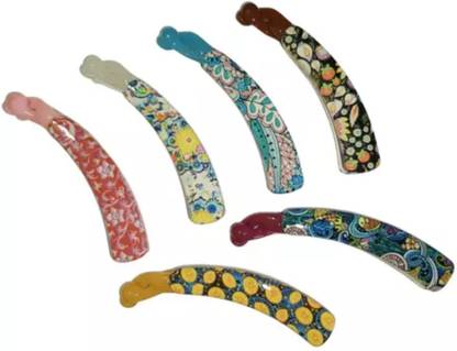 sparkal Korean style Women's and Girls multi colour Hair Banana Clips Pack of 6 Banana Clip