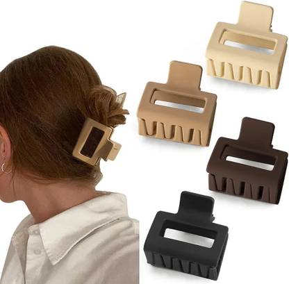 Myra Collection 4pcs Brown Set Matte Square Hair Claw Clip For Women Hair Clip