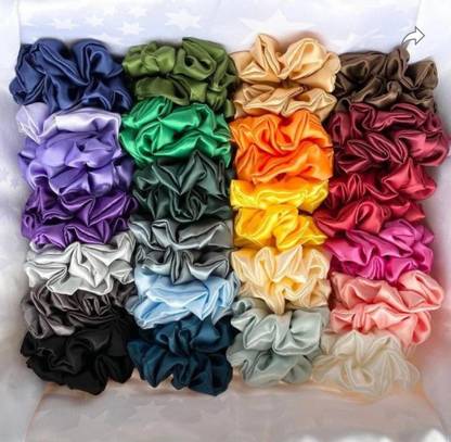 DEEGLO Elegant Multicolored Satin Scrunchies Rubber Band