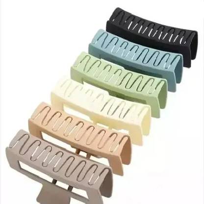 Alucia korean matte large rectangle clutcher for thick and thin hair pack of 6 Hair Claw