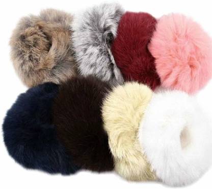 Fancyy Charming Elastic Fluffy Faux Rope Furry Ring Hair Girls 6 Pieces Rubber Band Rubber Band