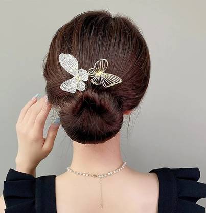 BeautyNaughtys Twisted stone bow strip for hair Bun Stick