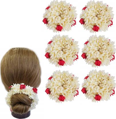 Kaima New Artificial Flower Juda Bun Gajra Hair Flower Gajra (pack of 6) Bun Clip