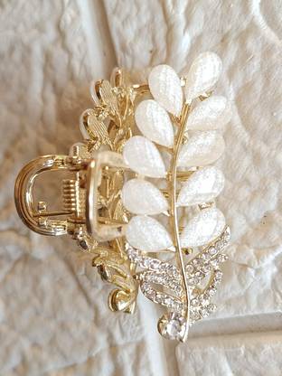 BeautyNaughtys White crystal hair medium size catch clip Hair Claw