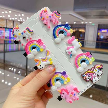 Myra Collection Unicorn Baby Hair Pin Clips set and Metal Hair Clips (SET OF 10, CARTOON PIN) Tic Tac Clip