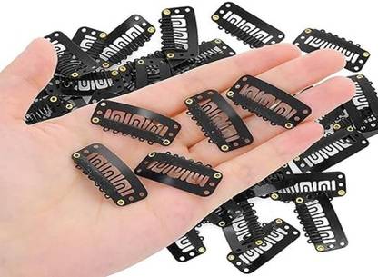 A H S Black 12 Pcs W Snap Clips for Hair Extensions and Hair wig Hair Patch, Clips Hair Clip