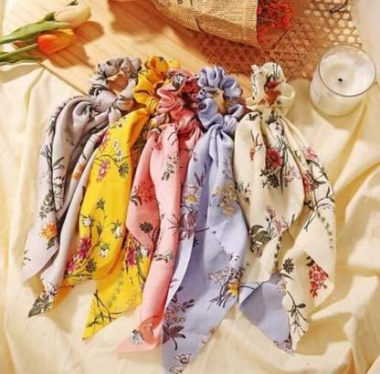 RP Bazaar Random Colour & Print Scarf (Ribbon) Rubber Band