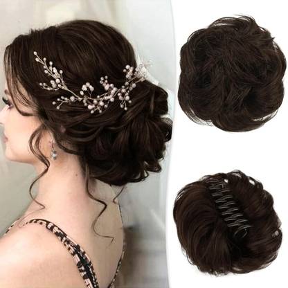 Views Claw Clip Messy Bun Hair Piece Buns Wavy Curly Updo Hair Buns Brown Bun