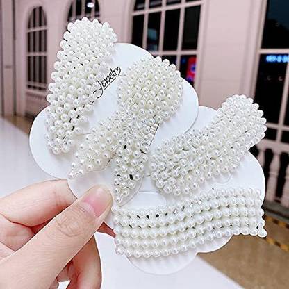 KPCreations 5 Piece Korean Style Pearl Hair Clips Large Hair Clips Pins #TRENDING @020 Tic Tac Clip