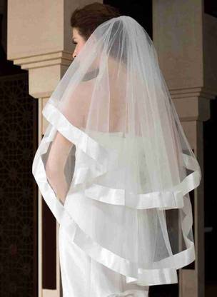 UNIQUE BRIDAL 2 Tier cathedral veil for women 1.5 meter Bun