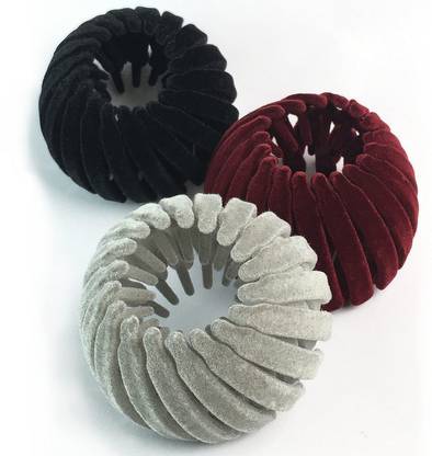 Fezzalo 3 Pcs Bird Nest Magic Hair Clip/ Expandable Hair Bun Maker/ Bun Clip Valvet Bun Clip