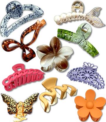 Quarya Hair Claw Clips Hair Clutchers Big Large Size Hair Clip(10 Different Designs) Hair Claw