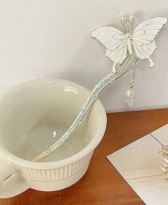 THE MAXIM 1pc Metal Butterfly Pearl Hair Chopsticks Hair Clip Bun Stick