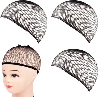 sparkal Free size Hair Mesh Net Cap For Wig Black Pack of 4 Hair Accessory Set
