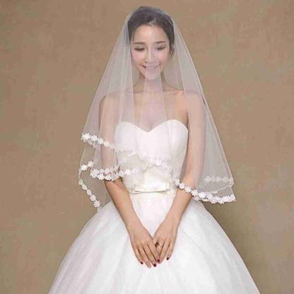 Unique bridal Short veil Wedding veil with front layer Head Band