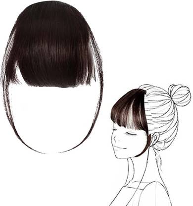 TheMagicHug Front Bangs Hair Extensions for Women - Artificial Hair Patch Natural Brown 1pcs Hair Clip