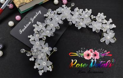 Rose Petals Tiara for Women and Girls Bridal Headband Hair Accessories Wedding Jewellery Hair Chain