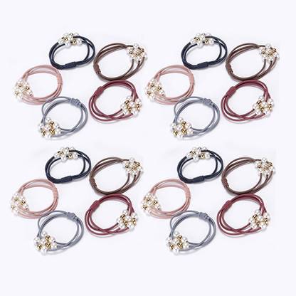 Myra Collection Set of 20 Knotted Elastic Pearls Hair Ties Rubber Band Rubber Band