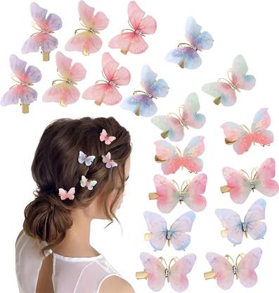 CHIKICHOO 12 PCS Butterfly Hair Clips for Teens Women, Glitter Hair Jaw Clips Hair Clip