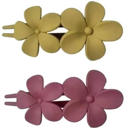 MANODHRUVA 2pcs Super Matte Flower Duck Beak Bun Claw, Multicolor Bun Clip