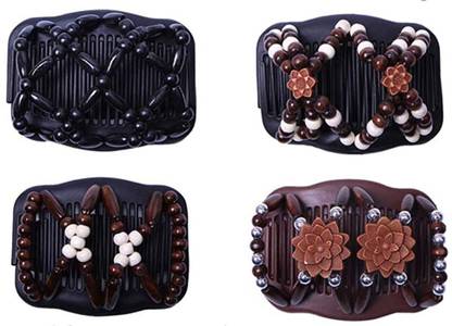 sannidhi 4Pcs Women Magic Beads Hair Clips Stretchy Double Comb Different hair styles Accessories Hair Claw