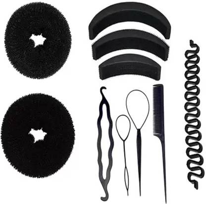 shiv sakti Hair Accessories Hair Styling Tools Bun Maker Combo of 10 Pcs Hair Accessory Set