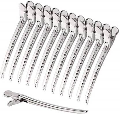Red Square Alligator Hair Clips Metal Duck Bill Hair Clips for Styling - with Holes Professional Sectioning Clips for Salon and Women Girls Accessories Silver Hair Clip