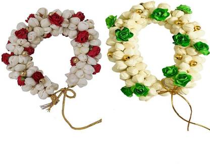 AROOMAN ™ Hair Bun Mogra Flower Gajra Artificial Flower Gajra combo for Women (Pack -02) Hair Accessory Set