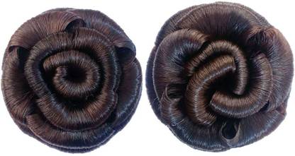 AROOMAN Full Artificial Juda Bun for Wedding and Party Hair Accessory Set