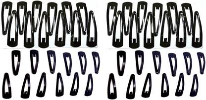 MANODHRUVA Combo Of 24Pcs Small & 24pcs Big Black Metal Tic Tac Hair Clips, Total 48 clips Tic Tac Clip