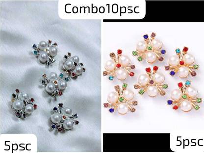 KVY COLLECTION Hair accessories for women wedding(10psc) velcro hair clips mini flower Hair Tattoo/Sticker