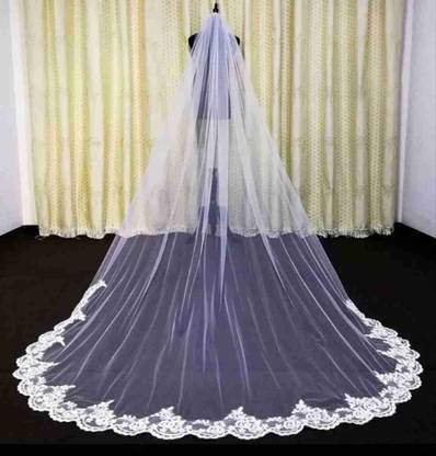 Unique Bridal Floor veil Soft Tulle 2 Layers 3.5 Meter Long Cathedral veil Head Band