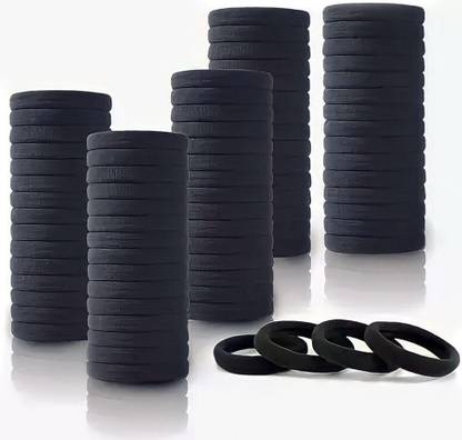 SYGA Seamless Hair Band Small Hair Ties Ponytail Holder No Crease Damage 5cm -50pcs Black Colour Set Rubber Band