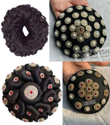 Girdhari Lal Lavish Hairy Decorative Stone Designer Bun Juda Extension for Women and Girls Bun