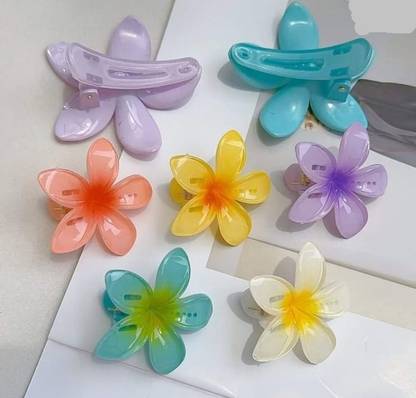 HONEY ACCESSORIES 4PCS Cute Gradient Flower Acrylic Duckbill Clip for Women Girls Hair Clip
