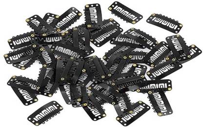 A H S Hair Extension U Shape Snap Clips for Weft Wigs Black Set of 12 Hair Clip