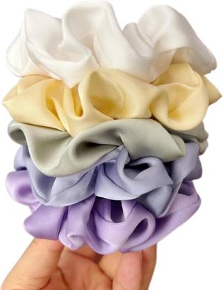 RimR Satin Scrunchies (Medium) for Women & Girls Set of 5 Rubber Band