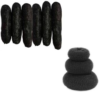 Sharum Crafts 6Pc Banana Puff Maker & 3 Hair Donut Hair Accessory Set