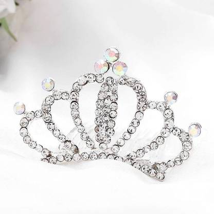 SNOWIE SOFT Mini Crown Princess Tiara Comb Crystal Rhinestone Hair Comb Flower Girl Hair Clip
