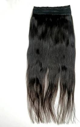 R A Products 5 Clips Human  Extension for Women and Girls 18 inch Natural Black Hair Extension